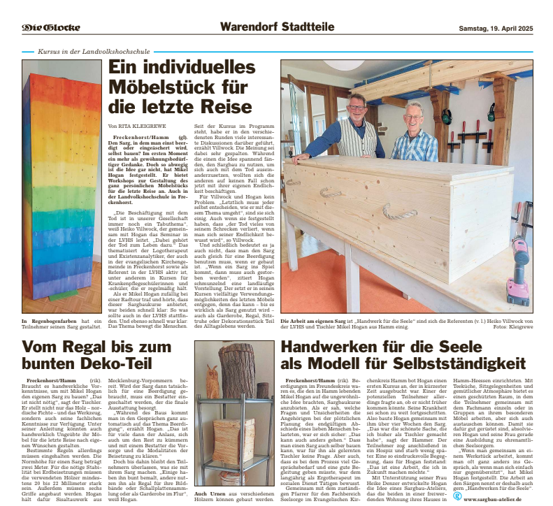 Die Glocke Zeitungsbericht Warendorf Mikel Hogan 19_4_2025